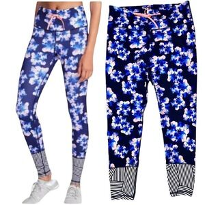 Old Navy Active High Waisted Blue Floral Go-Dry Legging XL Moisture Wicking‎ NWT